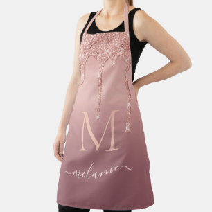 Tablier Rose Gold Parties scintillant Apron Lettre personn