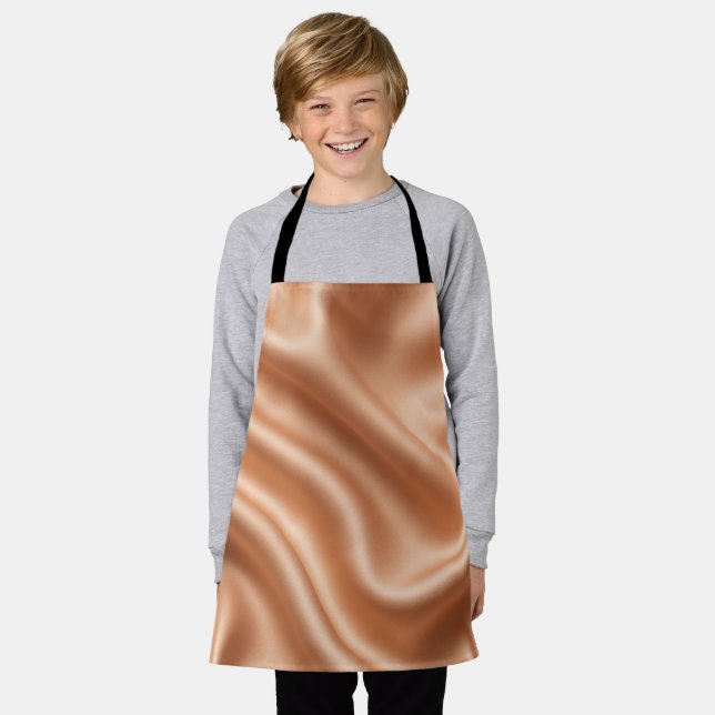 Tablier Rose Gold Satin Soie Motif Abstrait Luxe (Porté)