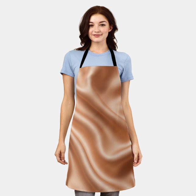 Tablier Rose Gold Satin Soie Motif Abstrait Luxe (Porté)
