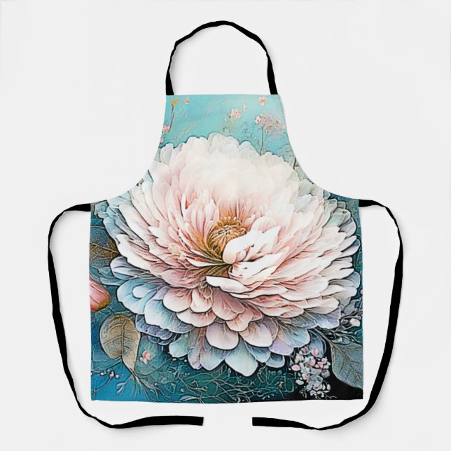 Tablier Rose Gold Turquoise Bloom Art (Recto)