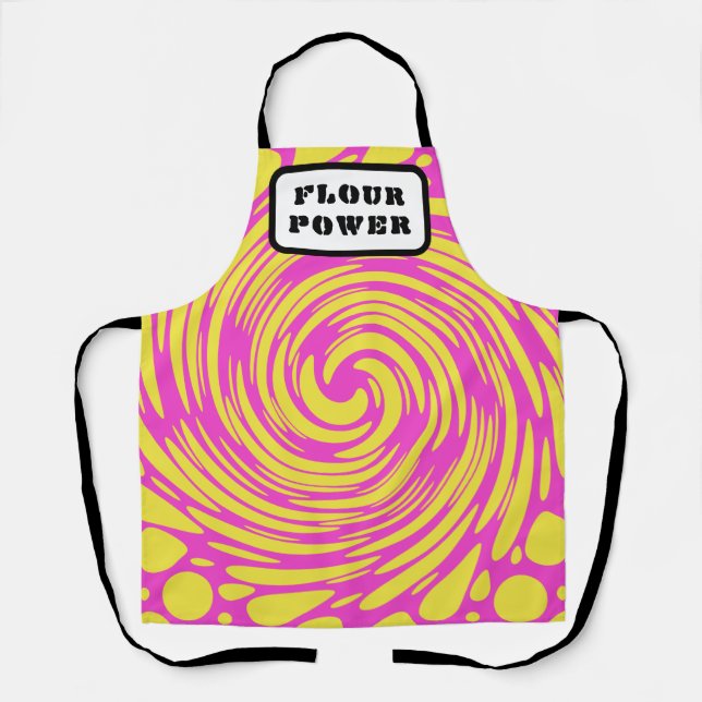 Tablier Rose Jaune Psychedelique Flour Power (Recto)