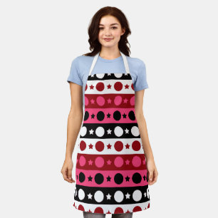 Tablier Rose noir blanc Cercle Étoiles rayures Design
