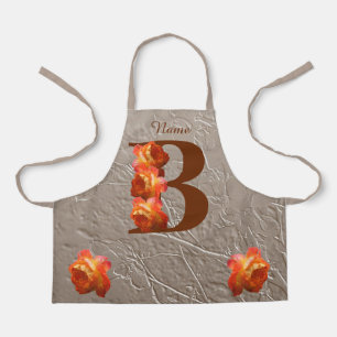 Tablier Rose orange Monogramme initial B Votre nom