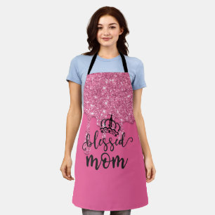 Tablier rose pailleté gouttes bénie Maman
