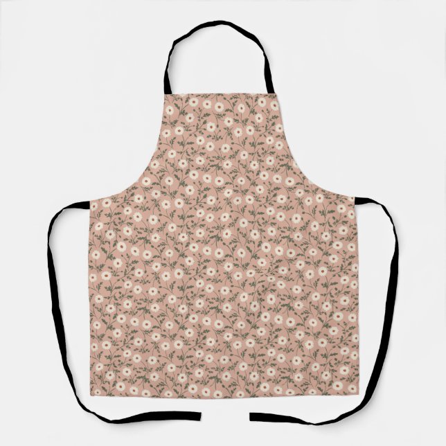 Tablier Rose Poussiéreuse Blanche Motif de Marguerite de F (Recto)