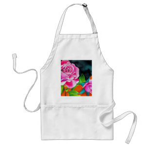 Tablier Rose rose avec art aquarelle orange