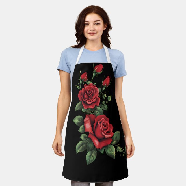 TABLIER ROSE ROUGE (Porté)