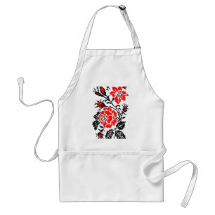 Tablier Rose rouge et noir Motif russe