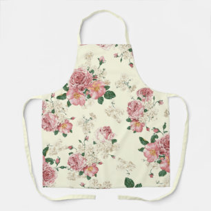 Tablier Rose sur Vintage jaune Floral