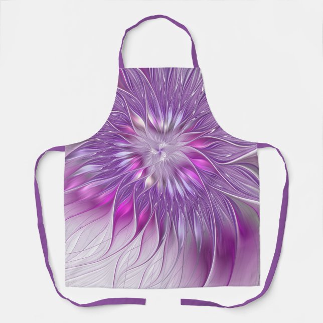Tablier Rose violet passion Fleur Art Abstrait Fractal (Recto)