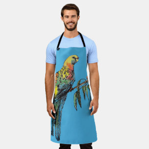 Tablier Rosella Parrot Aquarelle Bleu Coloré Art Apron