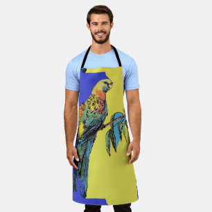 Tablier Rosella Parrot Aquarelle Bleu Coloré Art Apron