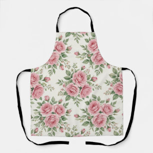 Tablier Roses à l'aquarelle rose vintage motif floral sans