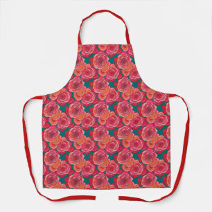 Tablier Roses Abstraits Dans Des Teintes De Rose Rouge Et