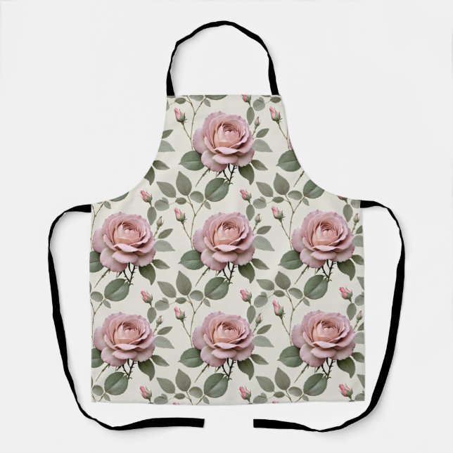 Tablier Roses anglaises classiques dans des teintes douces (Recto)
