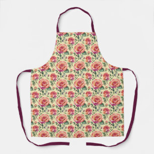 Tablier Roses Aquarelles Dans Des Teintes De Corail Et De 