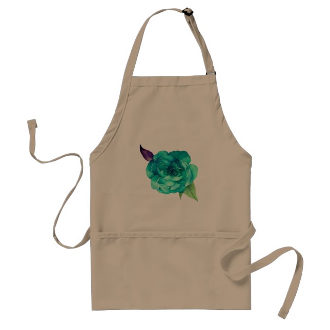 Tablier Roses Bleues Fleurs Aquarelle Violettes  (Devant)