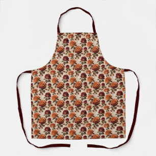Tablier Roses de style rustique aux teintes orange et roug
