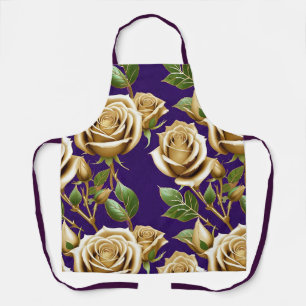 Tablier Roses Dorées Avec Des Feuilles Vertes Luxuriantes