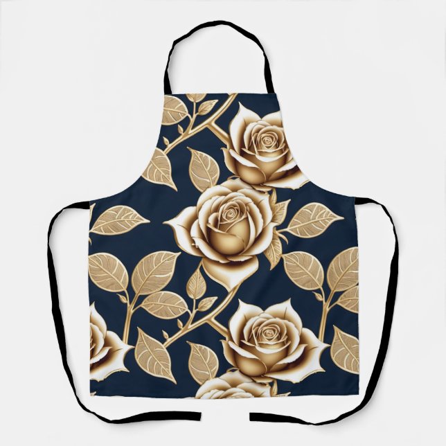 Tablier Roses Dorées Avec Finition Métallique (Recto)