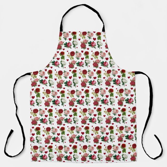 Tablier Roses et coeurs Saint Valentin Cuisine Apron (Recto)