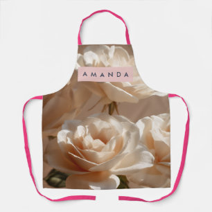 Tablier Roses Florales Personnalisées Élégantes en Crème R