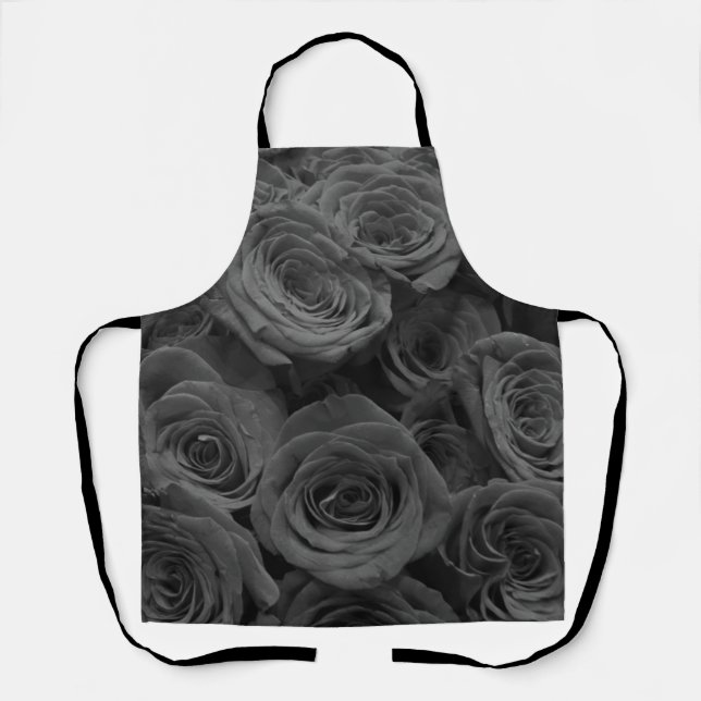 Tablier Roses gris, photo florale grise (Recto)