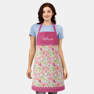 Tablier Roses roses roses et bordures de pétoncles motif f