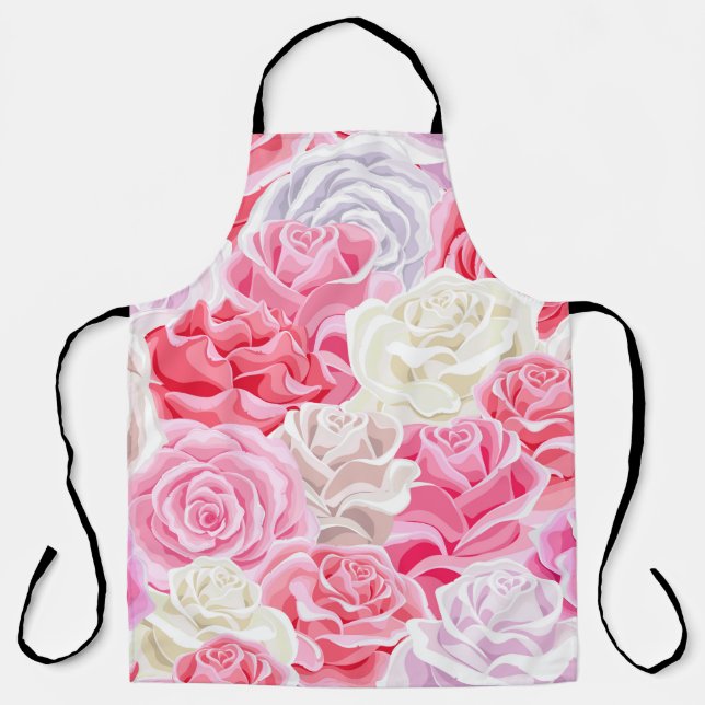Tablier roses roses roses rose et blanc sans couture motif (Front)