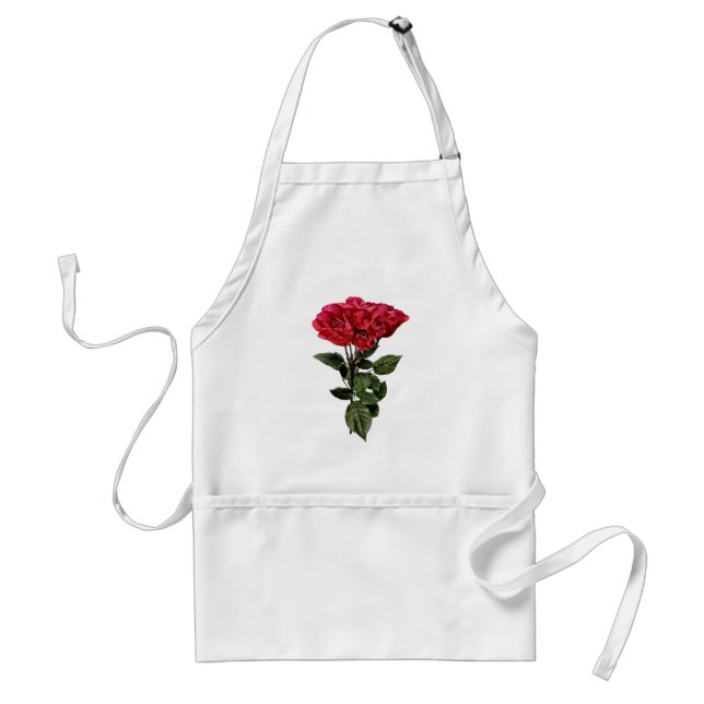 Tablier Roses rouges et feuilles (Devant)