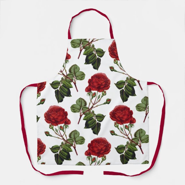 Tablier Roses rouges foncées en pleine floraison (Recto)