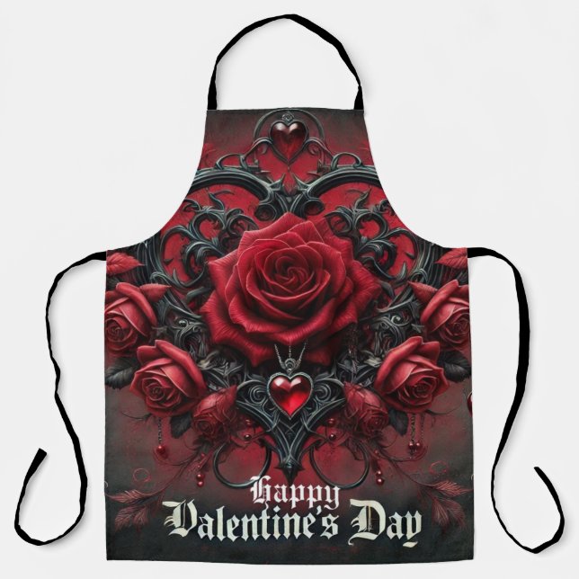 Tablier roses rouges gothiques Saint-Valentin (Recto)