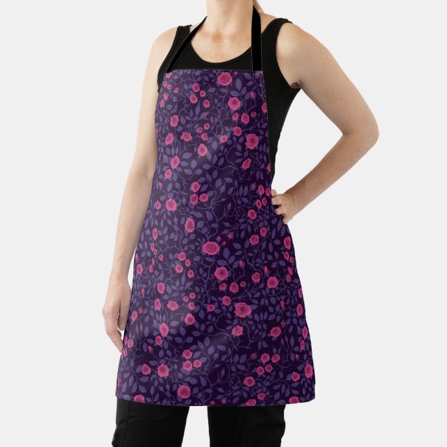 Tablier Roses sauvages en rose et violet (Insitu)
