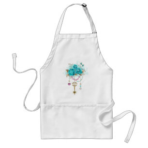 Tablier Roses turquoise avec touches