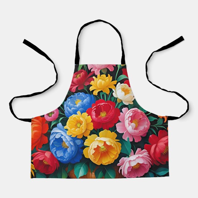 Tablier Roses vives et colorées (Recto)