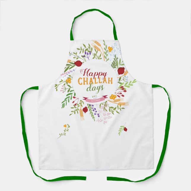 Tablier Rosh Hashanah Happy Challah Days Colorful Flora (Front)