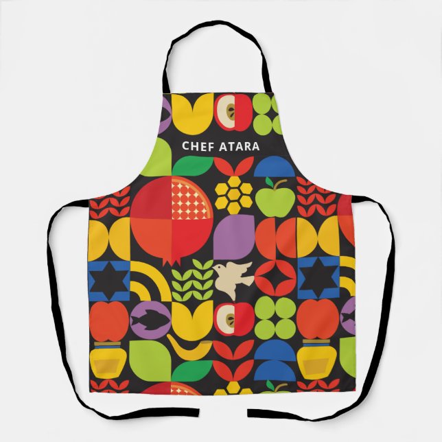 Tablier Rosh Hashanah Icônes géométriques personnalisées A (Recto)