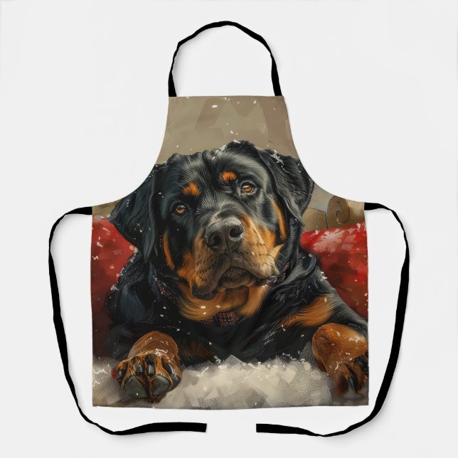 Tablier Rottweiler chien festif de Noël (Recto)