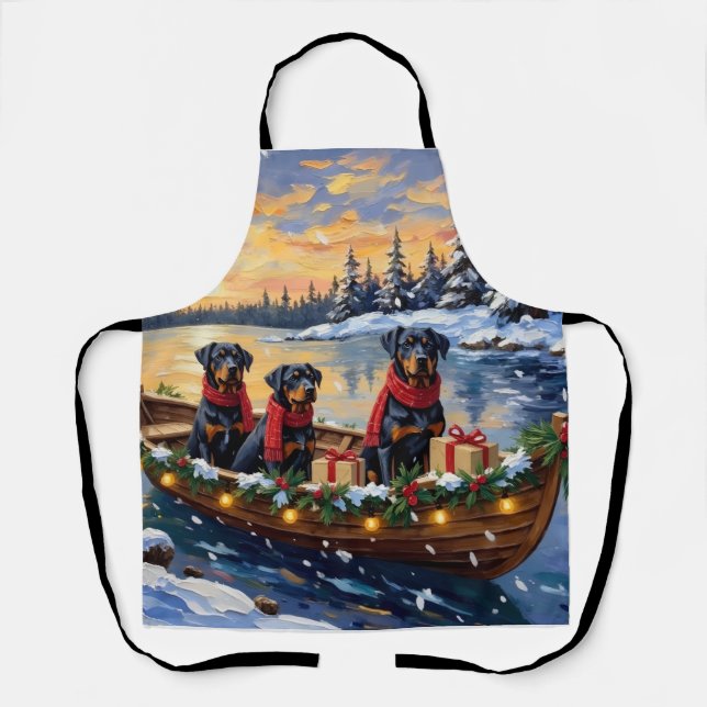 Tablier Rottweiler Noël Bateau Vacances (Recto)