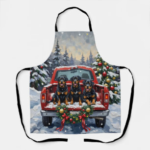 Tablier Rottweiler Noël Camion Rouge Fêtes