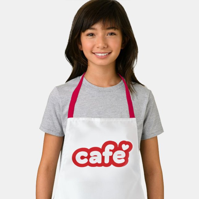 Tablier rouge avec "Café" (Kids' Apron with "Café" Lettering)
