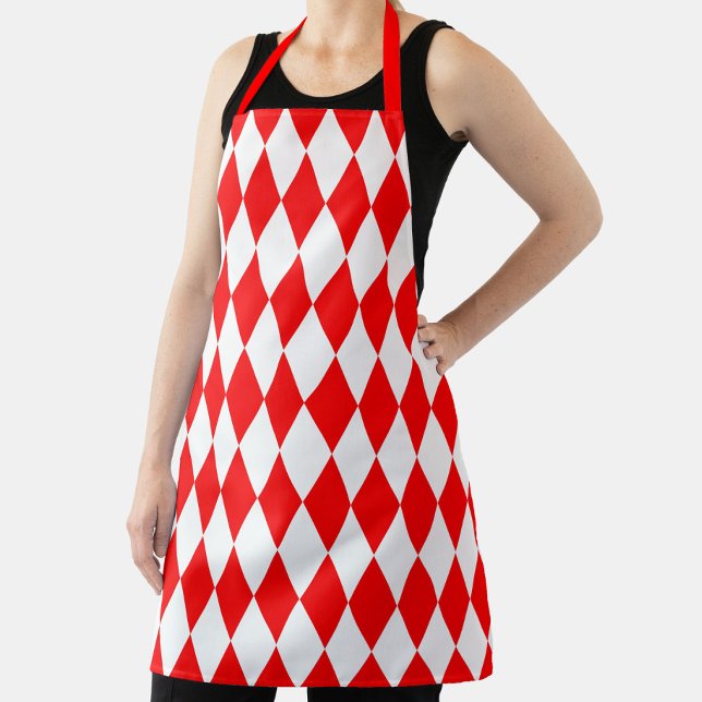 Tablier Rouge blanc Arlequin Diamants Checkers Design (Créateur téléchargé)