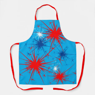 Tablier Rouge Blanc Bleu Étincelles Patriotique Feu d'arti