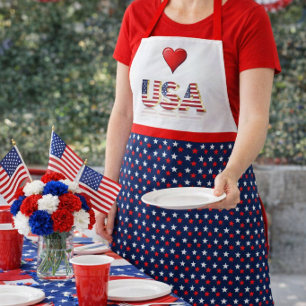 Tablier Rouge Blanc Bleu Patriotique USA 4 juillet