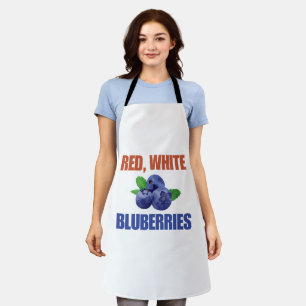 Tablier Rouge, blanc et bleuets