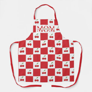 Tablier Rouge Cerise Rétro & Blanc  Gingham Maman Personna