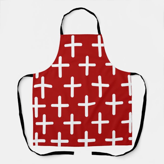 Tablier Rouge christianisme cross design motif (Recto)
