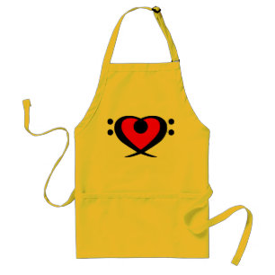 Tablier rouge de coeur de clef basse