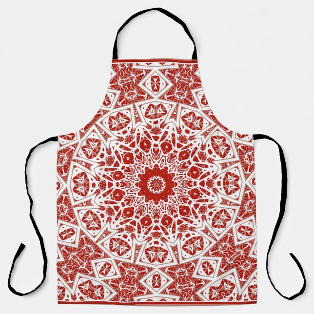 Tablier rouge et blanc, bandana ethnique (Recto)
