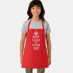 Tablier Rouge et blanc Gardez le calme et votre texte